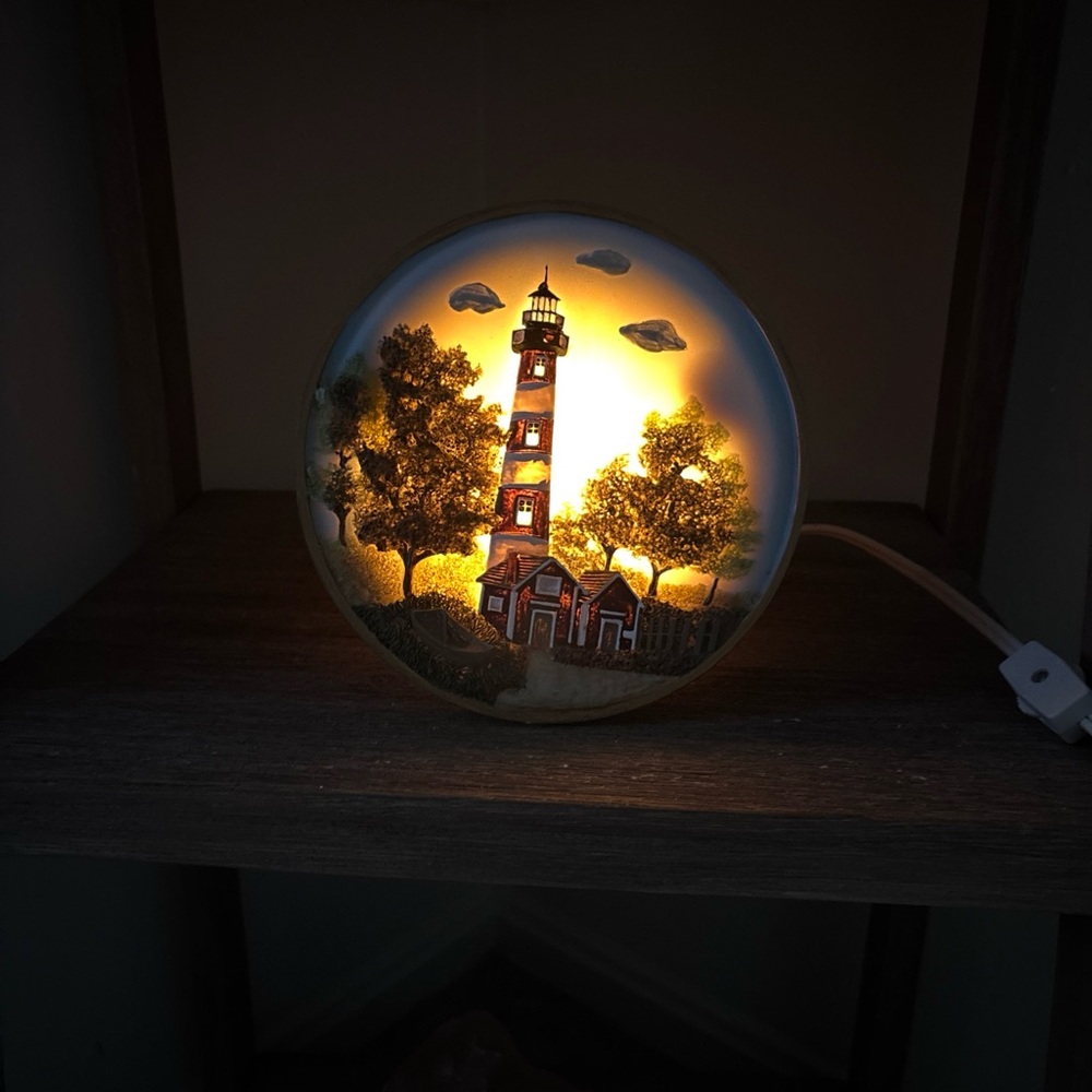 Gold Outlined Nautical Radiant Light Up Glow Lighthouse Decor Warm White - Picture 2 of 8